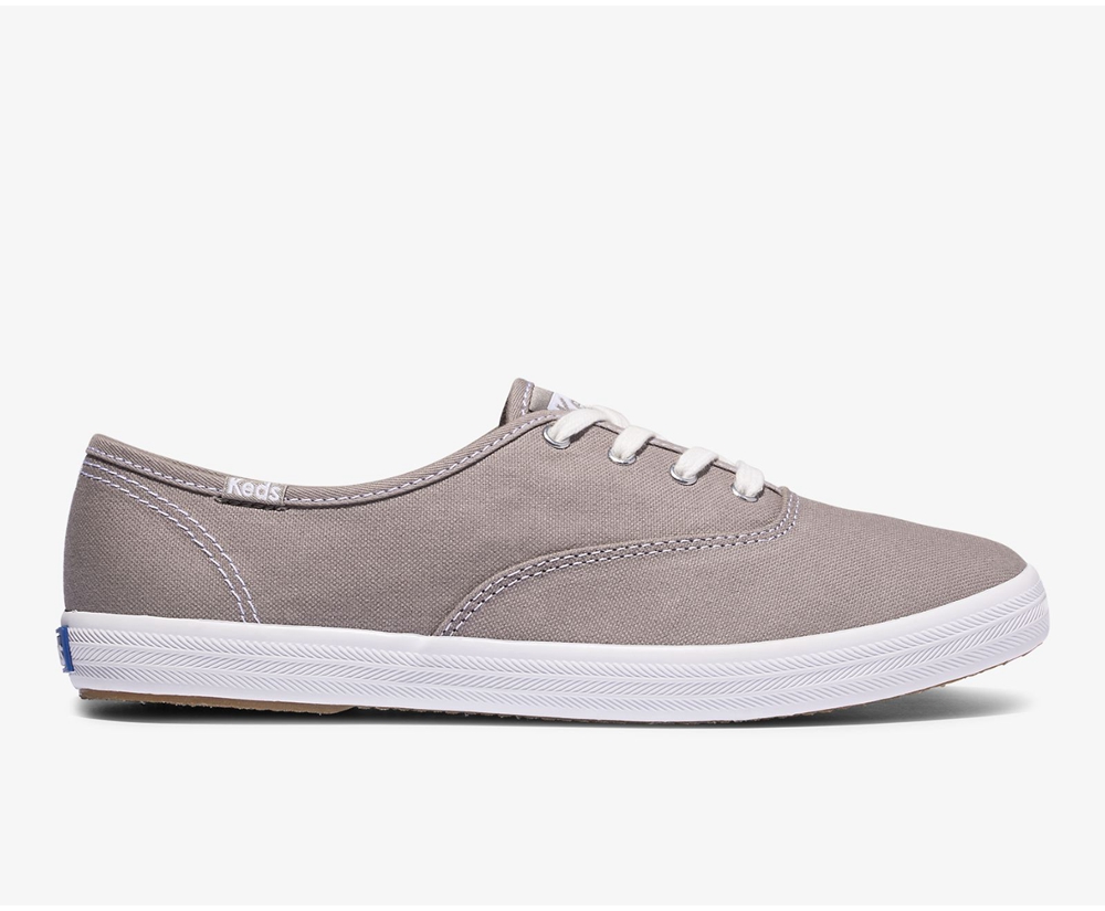 Πανινα Παπουτσια Γυναικεια - Keds Champion Organic Cotton Καμβας - Γκρι - NLUDQ5714